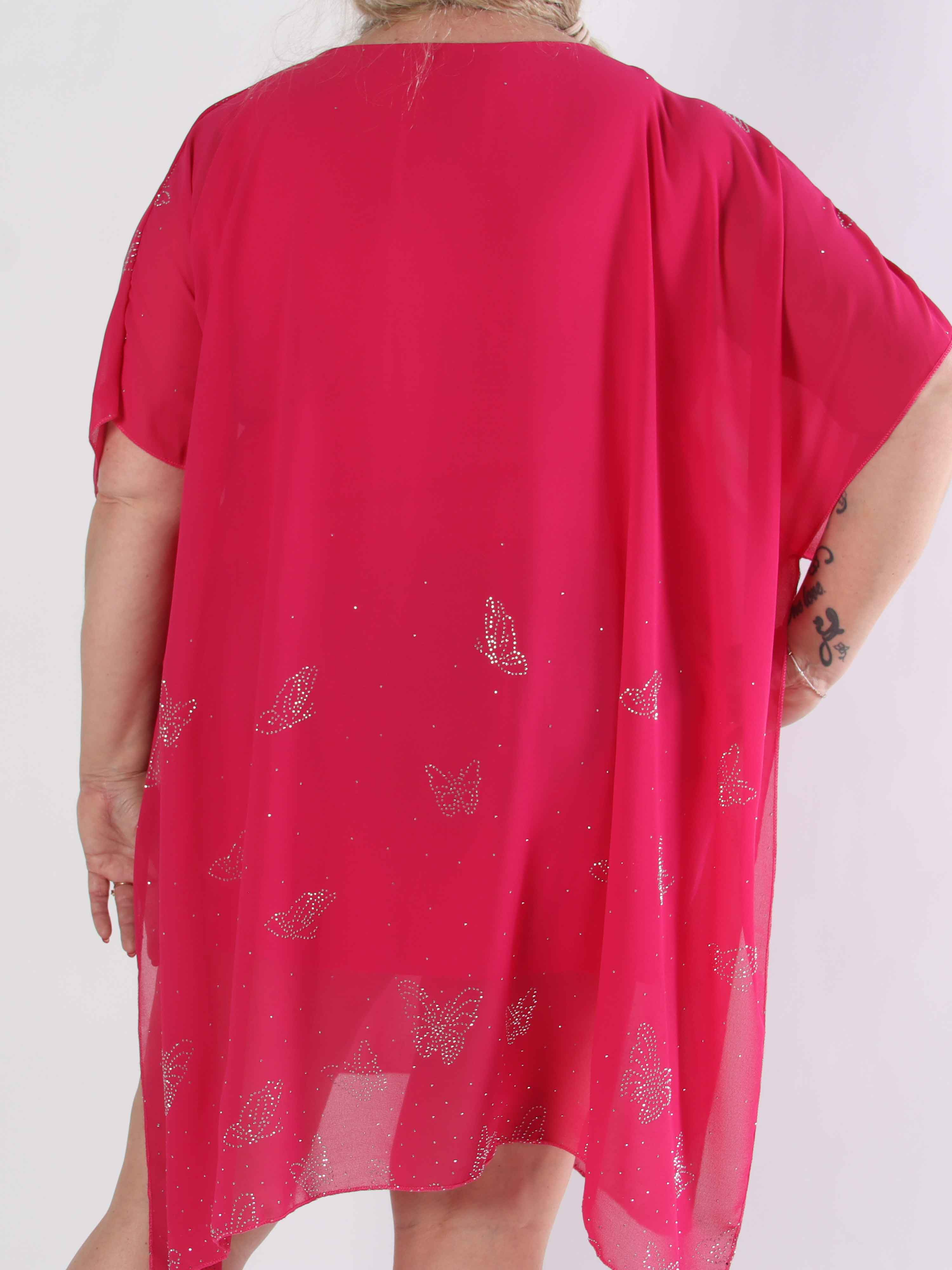 Mirabella Crystal - Plus size tunikakjole med chiffonlag med similisten